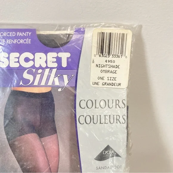 Secret Silky Reinforced Pantyhose Nightshade One Size New Old Stock. - Picture 2 of 3